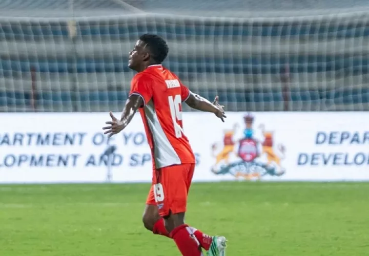 Omar 'Trucho' Valencia celebra su gol anotado ante India este viernes. Foto: FPF