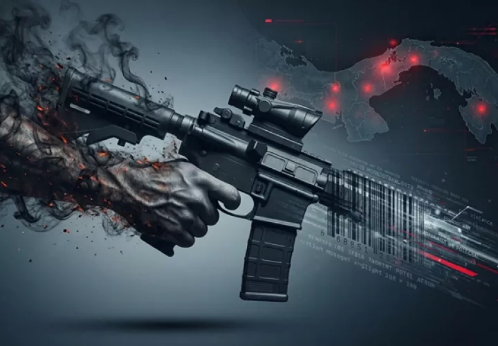 • El aumento drástico en el tráfico de rifles representa el 37.1% del arsenal ilegal recuperado en lo que va de 2026, evidenciando un preocupante incremento en el poder de fuego de los grupos delictivos en Panamá.  /  Imagen generada con IA