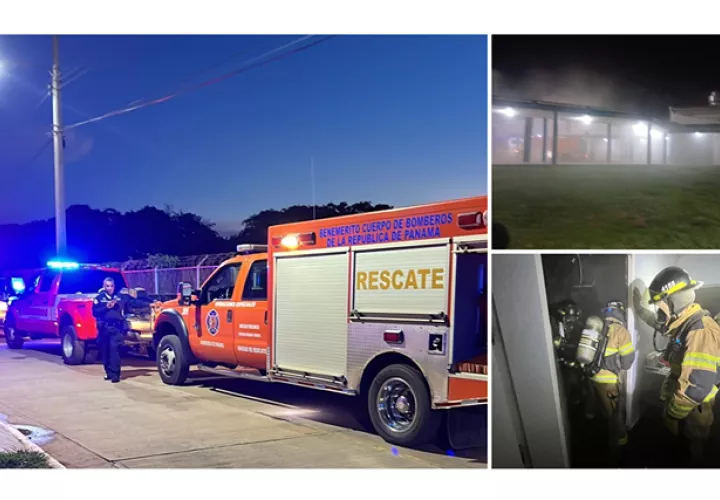 Personal del Dinasepi investiga el incendio en el Rafael Estévez.  /  Fotos: BCBRP