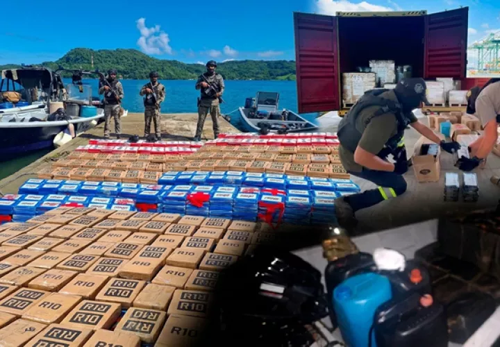 En total decomisaron 1.21 toneladas de droga en menos de 8 horas.  /  Fotocomposición con IA / PN
