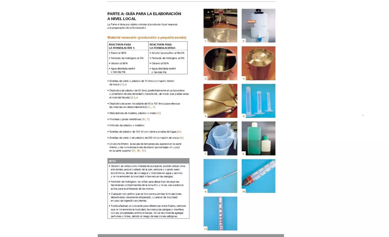 Fórmula para hacer gel alcoholado de la OMS (Imágenes)